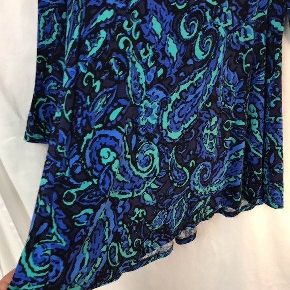 Cable & Gauge Women’s Tunic Top L Blue Green Swing Style Buttons in Back Soft - Picture 3 of 10